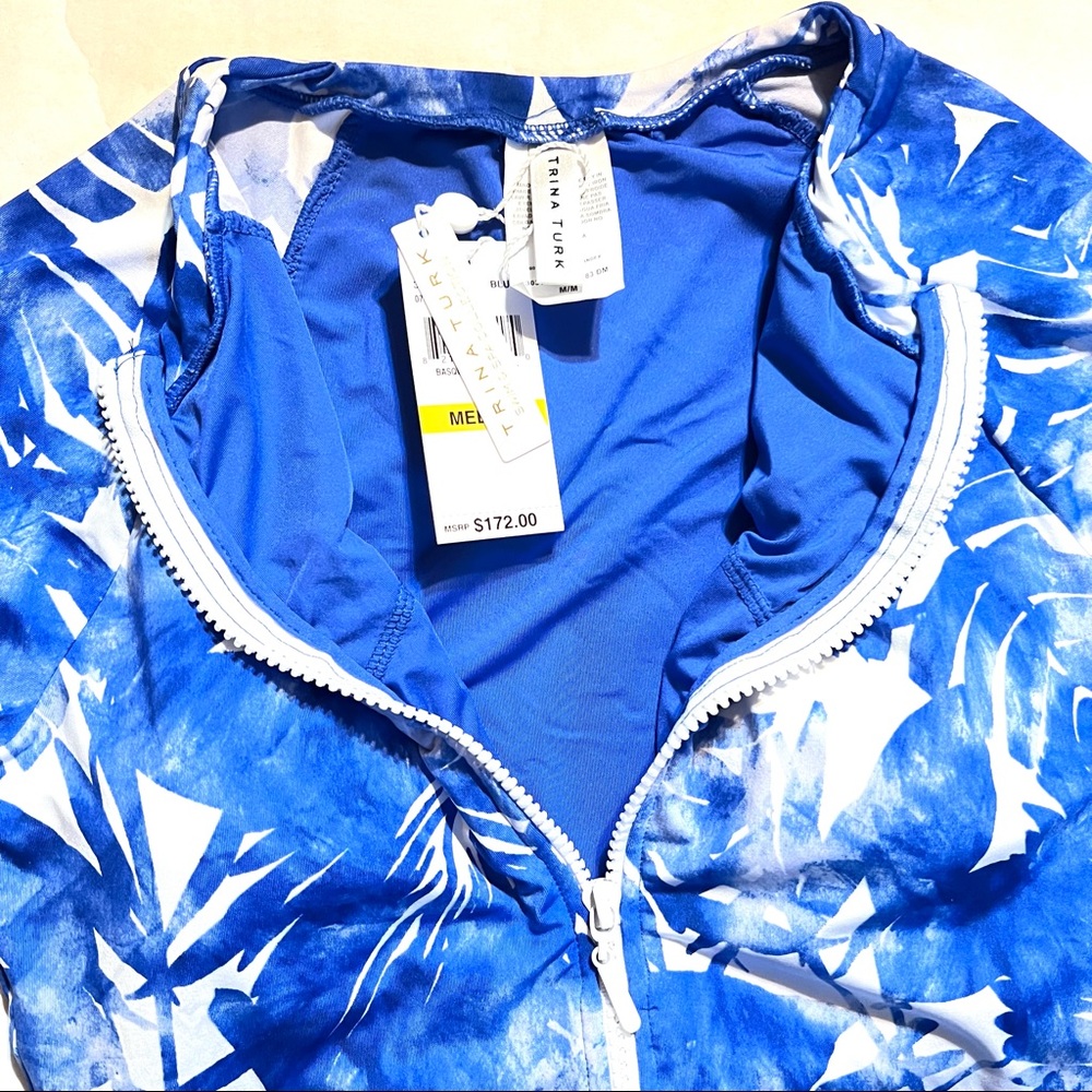 Trina Turk Basque Paddle Suit Swimsuit Size Medium Blue/White - Picture 4 of 6